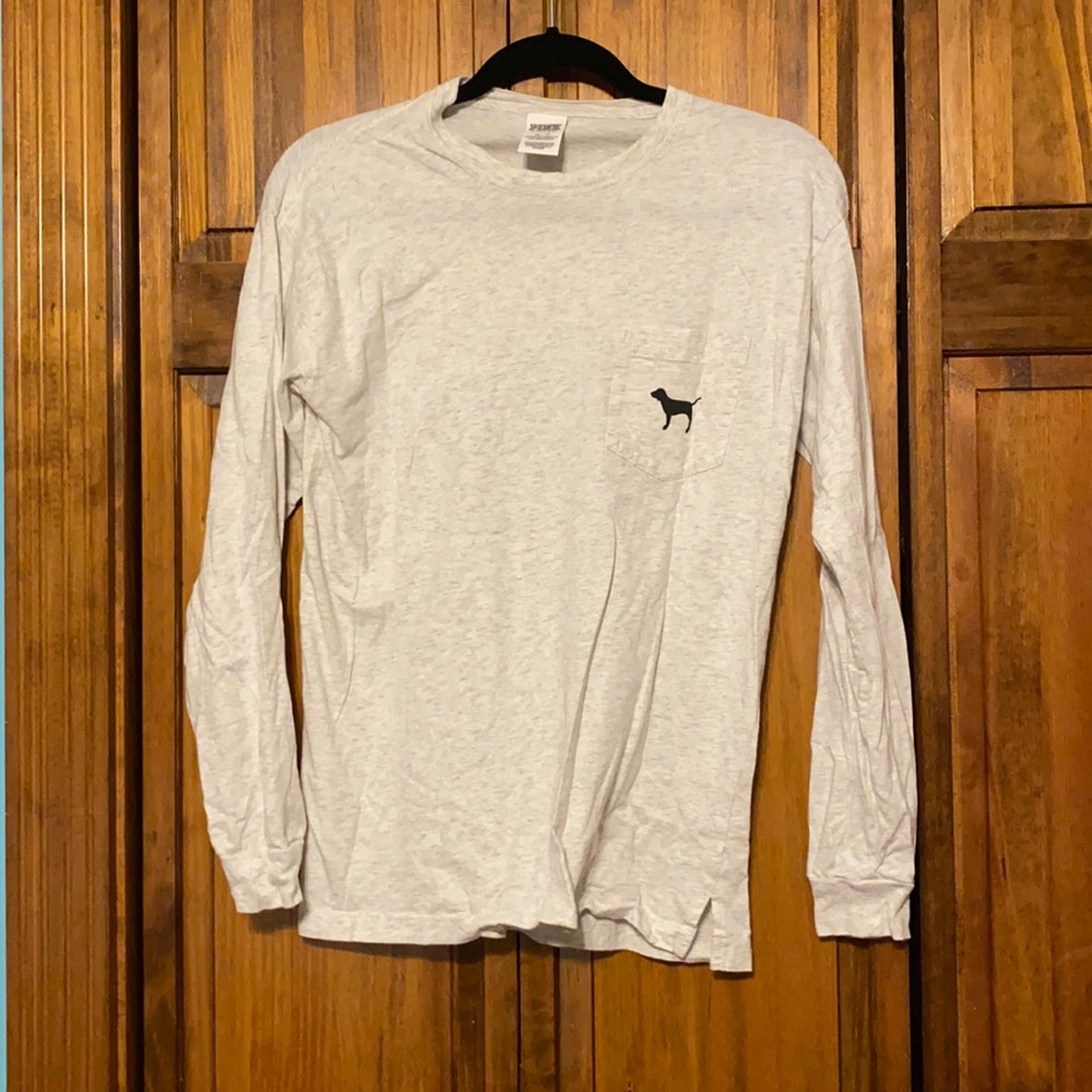 PINK grey dog long sleeve tee